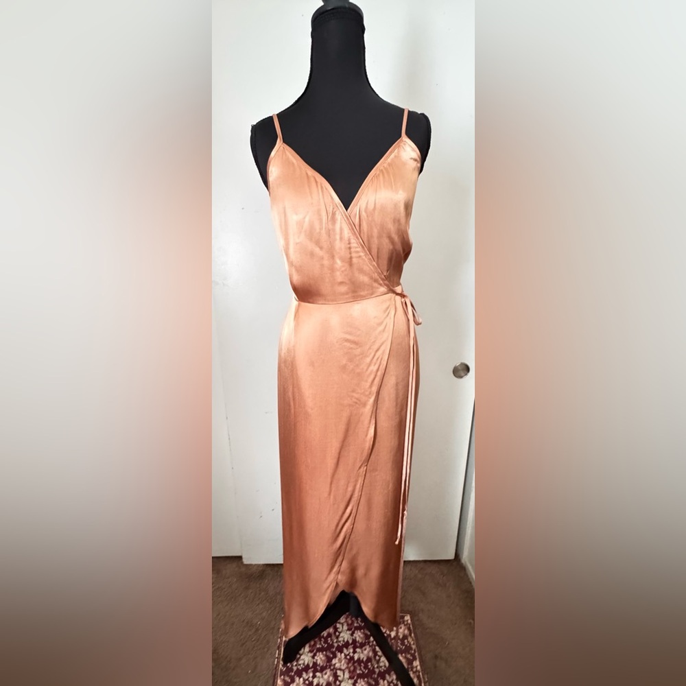 Wayf Copper Tone Wrap Dress